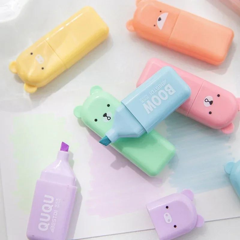4/5/6Pcs Macaron Color Mini Highlighter Soft Tip Pens Color Marker Pen Fluorescent Pen School Office Supplies Student Stationery