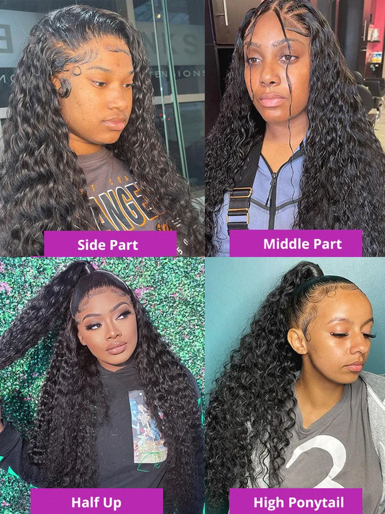 40 Inch Deep Wave Frontal Wig Transparent 13x4 13x6 HD Lace Front Human Hair Wigs Curly Human Hair Lace Frontal Wigs For Women