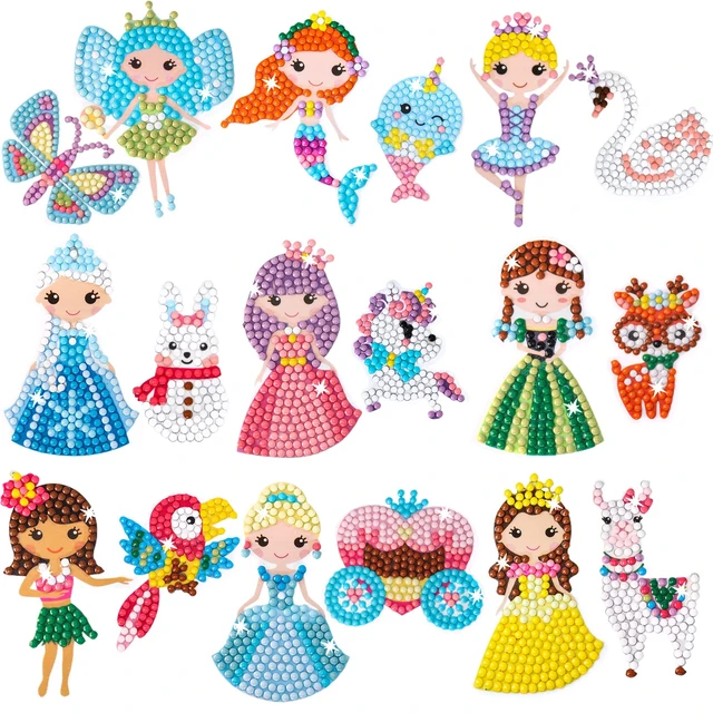 Diamond Painting Kits for Kids 12 Pcs Princess and Their Buddy Gen