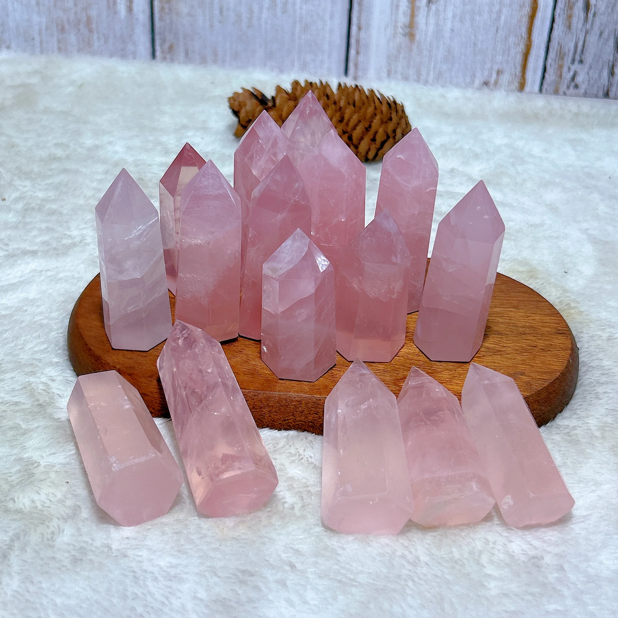 Natural Crystal Rose Quartz Tower Point High Quality Healing Gemstones Mineral Energy Reiki Home Decorations Gift 4