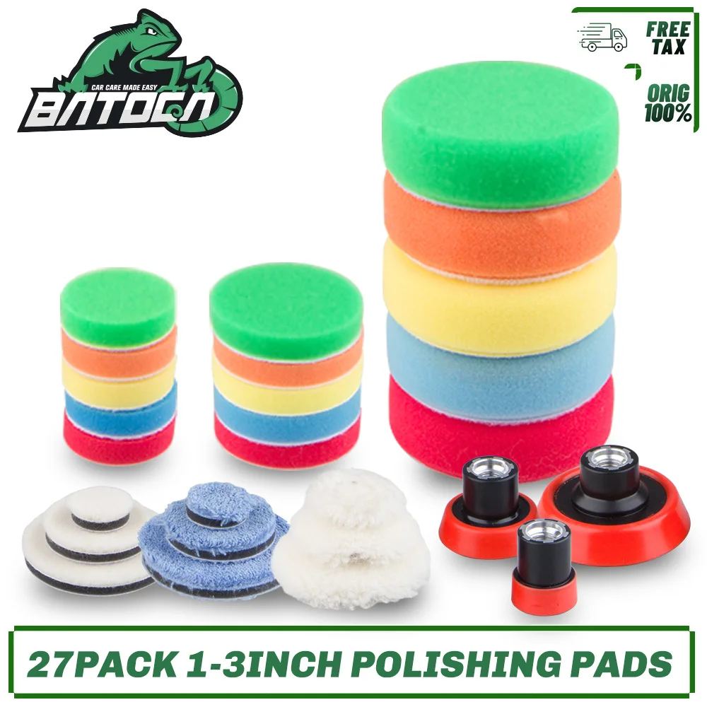 22-Piece Car Buffing Pad Set - 3" Polishing Sponges & Foam Pads For Drill, Waxing & Polishing Kit (Multicolor)
