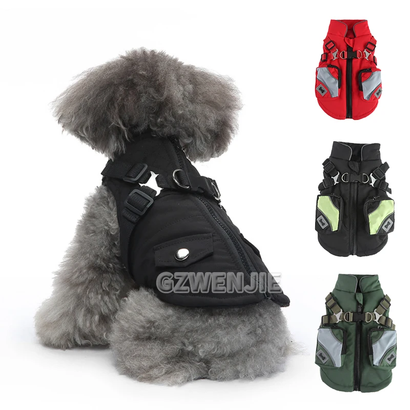 

Pet Dog Jacket With Harness Winter Warm Dog Clothes Waterproof Dog Coat for Small Large Dogs Chihuahua French Bulldog Outfits