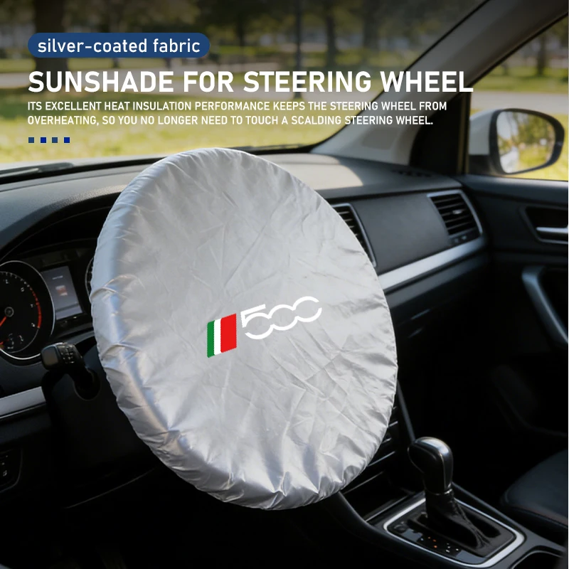 Silver Coated Cloth Steering Wheel Sun Shade Cover - Protective Car Accessory