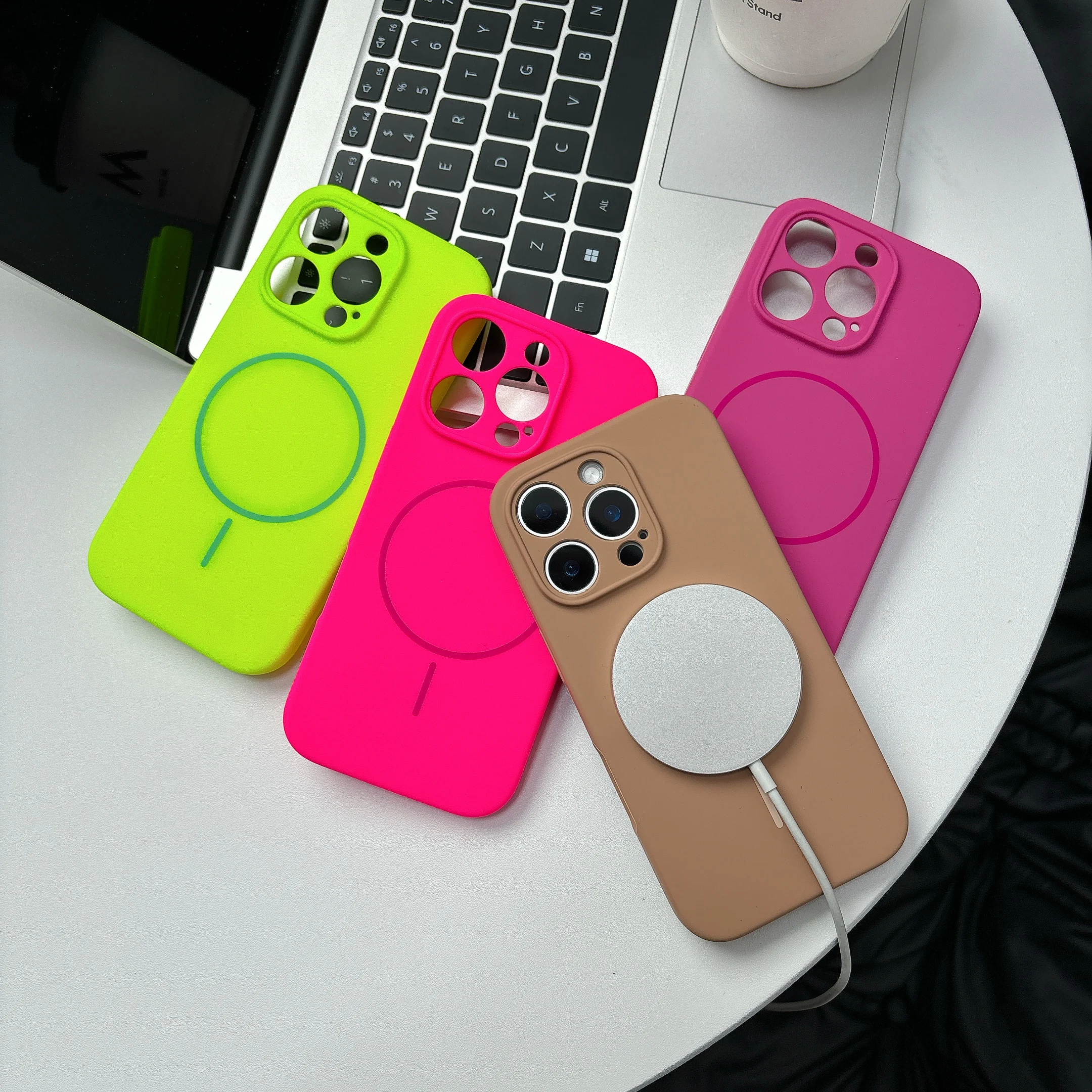 Vibrant Liquid Silicone Fluorescent Phone Case with Magsafe Compatibility