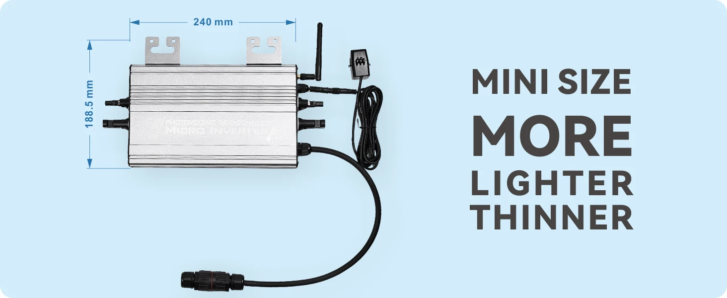 Solar Micro Inverter 1000W/1250W, Dual Input (PV/Battery), 180–265VAC, On-Grid/Z