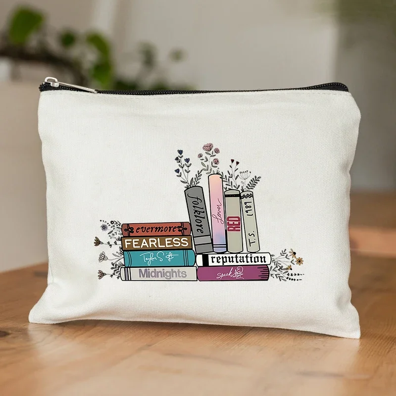Floral Book Decor Print Makeup Bag Taylor Music Lover Gifts TS Fans Singer Song Album Lyrics Gift for Girl Women Friends Sister