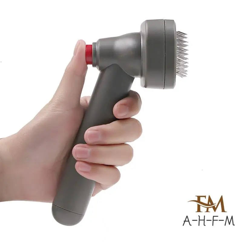 1 PCS Self Cleaning Slicker Brush-For Dogs/Cats/Pets-One Click Cleaning Function-Gentle & Effective Cat Grey Dog Brush