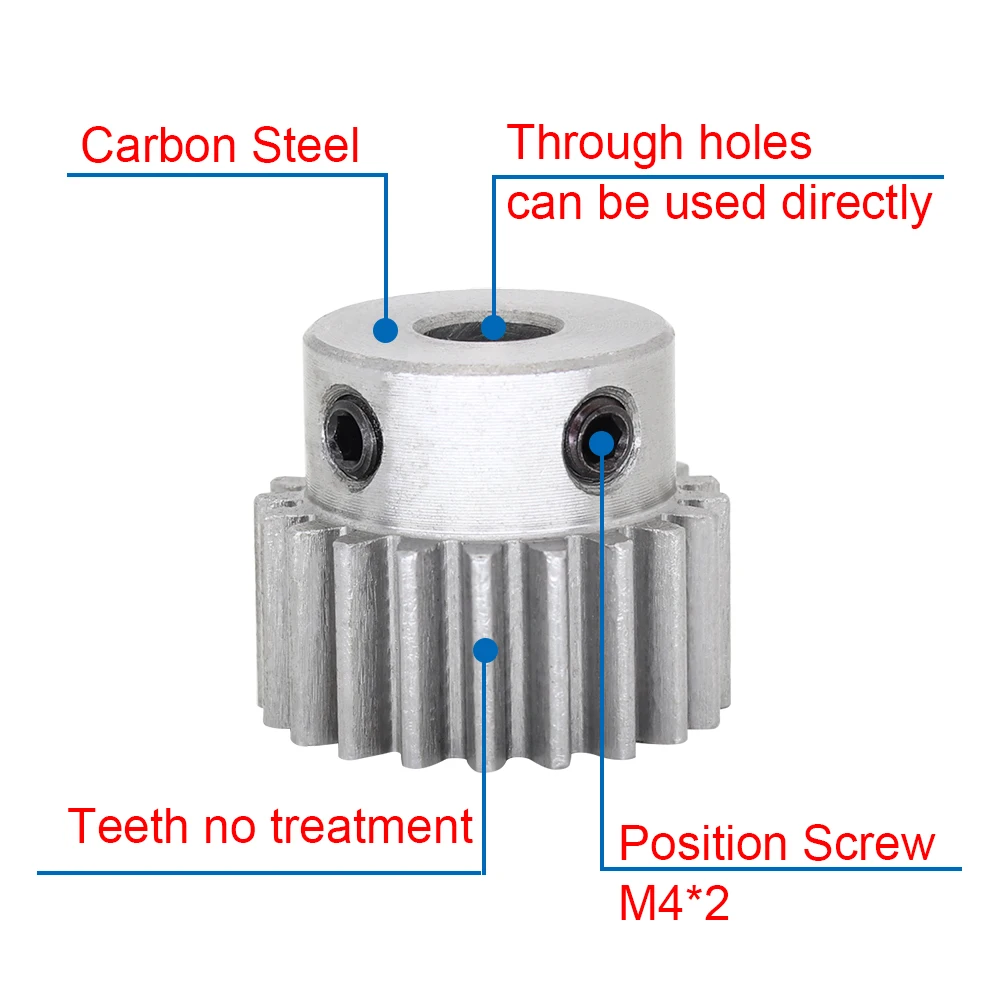 1 Piece 1M20T Spur Gear Bore 4/5/6.35/7/8/10/12/12.7 mm Motor Gear Low Carbon Steel Material High Quality metal for motor