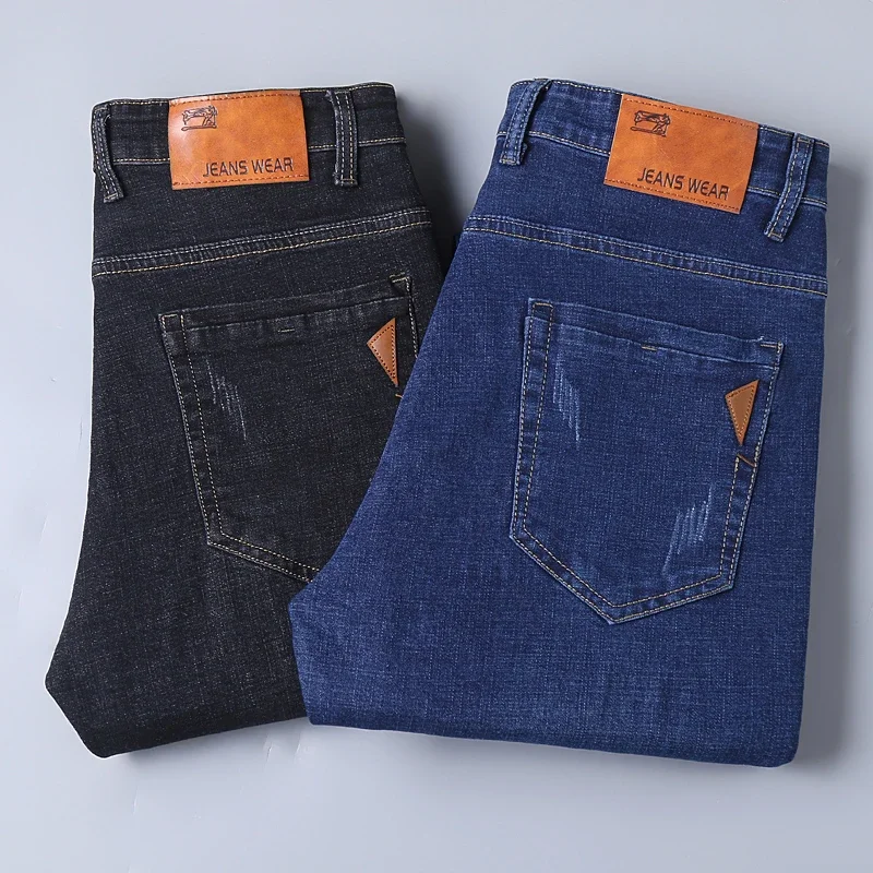 2025 New Business Men's Jeans Casual Comfortable Straight Stretch Fashion Classic Premium Blue Black Denim Pants Large Pants 5