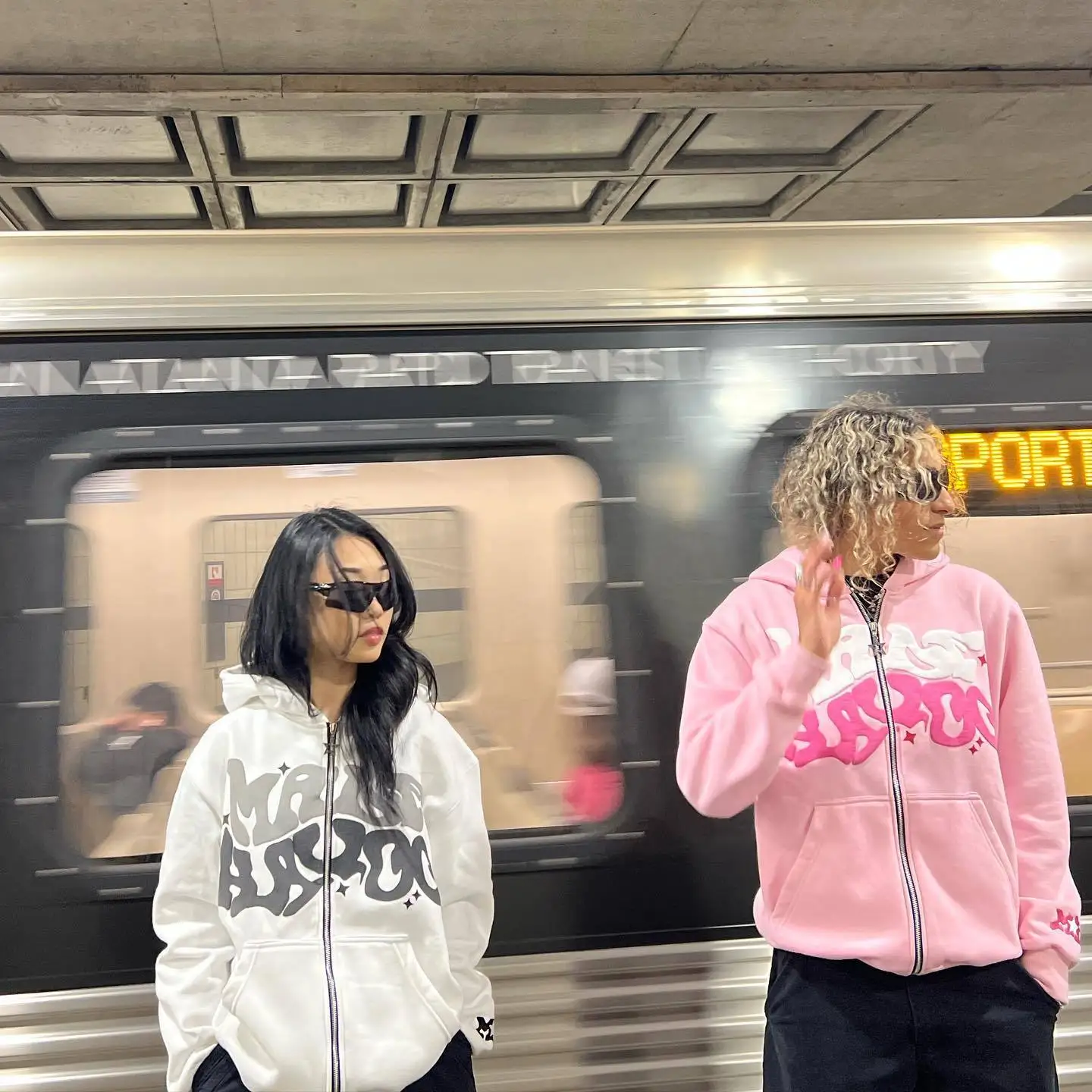 Y2K Letter Printed Hoodies Women Autumn Winter Harajuku Zip Up Hooded Sweatshirt Men Gothic Hip Hop Oversized Jackets Streetwear