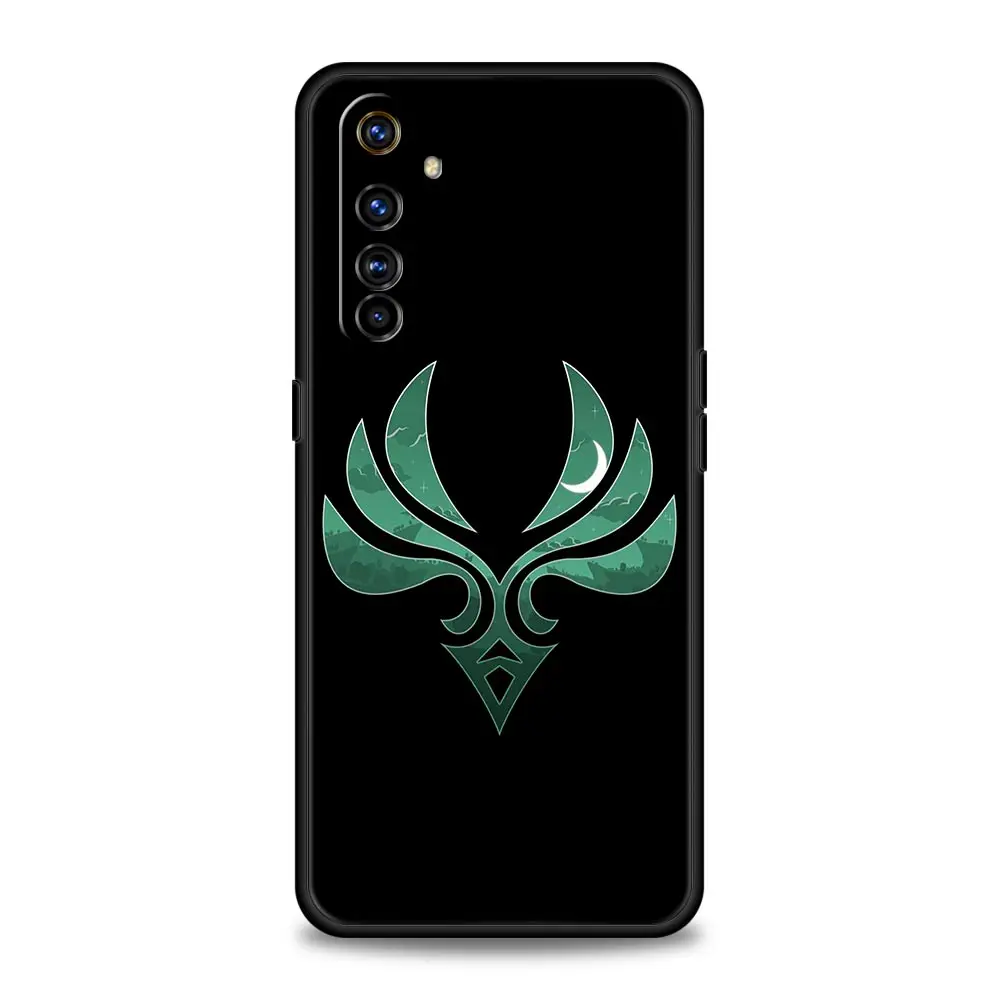Genshin Impact Logo Luxury Black Silicone Phone Case