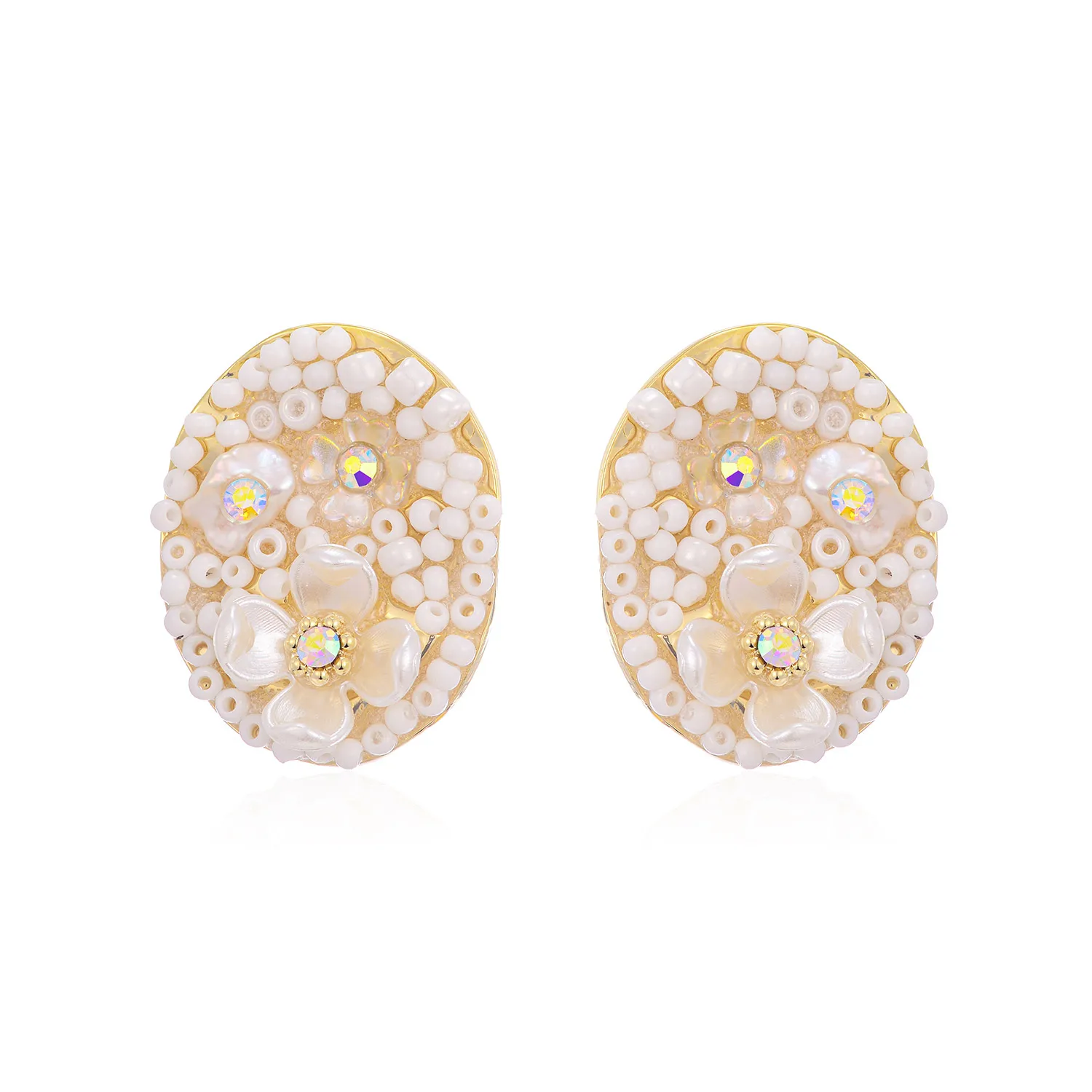 

Resin Flower Beads Round Stud Earrings for Women New Copper Pendant Earring Fashion Jewelry boucle d'oreille femme 2023
