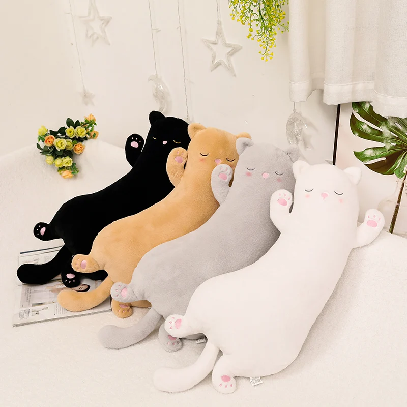 65cm Cartoon Bend Cat Plush Pillow Toy Cute Sleepy Kitty Stuffed Animals Plushies Doll Soft Kids Toys Throw Pillows SofaCushion