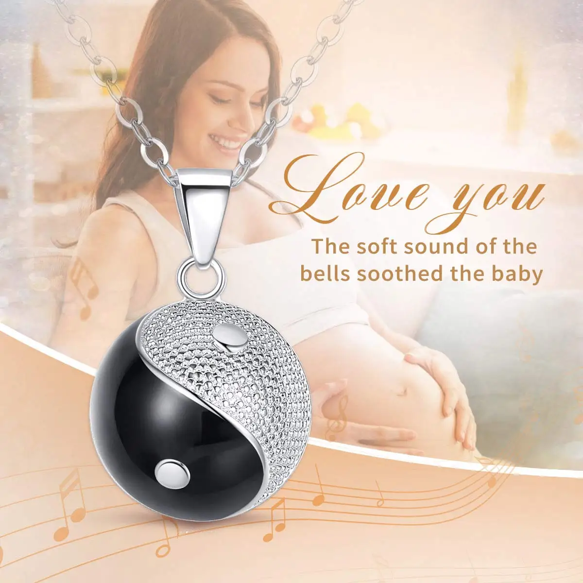 Eudora Harmony Ball Tai Chi Yin Yang Pendant Necklace Pregnancy Chime Bola Angel Caller Fine Maternity Jewelry for Women's Gift
