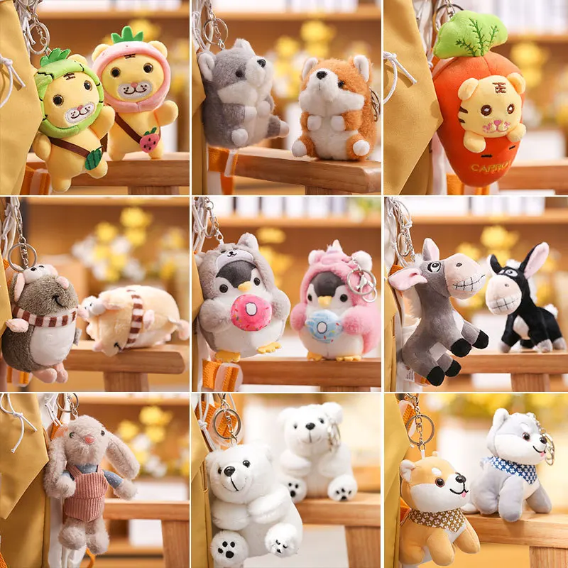 

10cm Multiple Styles Cartoon Plush Toys Pendant Dolls Kawali Keychain Car Keyring Bag Hanging Jewelry Plushie