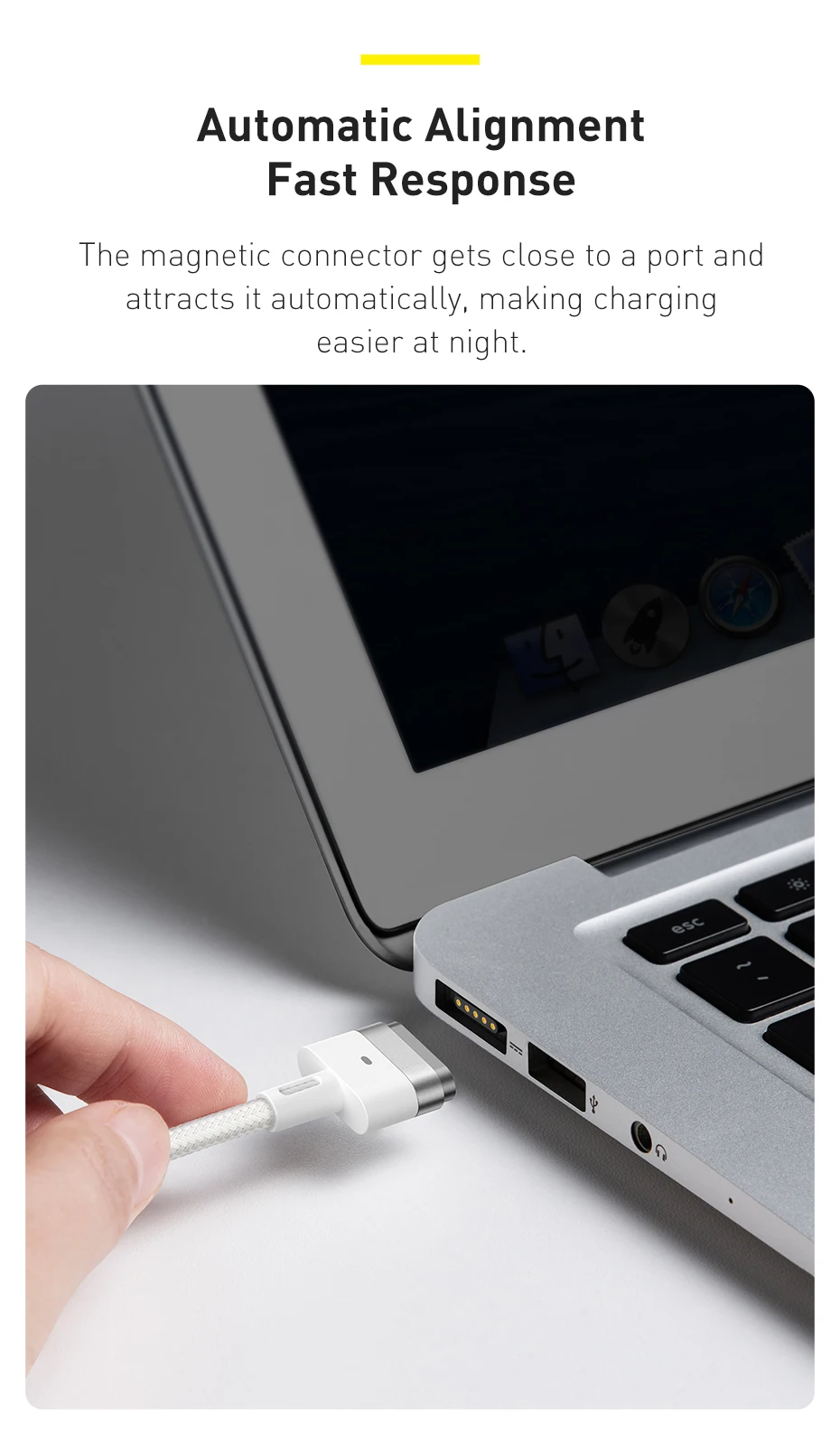 Cable adaptador magnético PD tipo C para Macbook Pro Air, USB-C a MagSafe 2 y 3, 11 