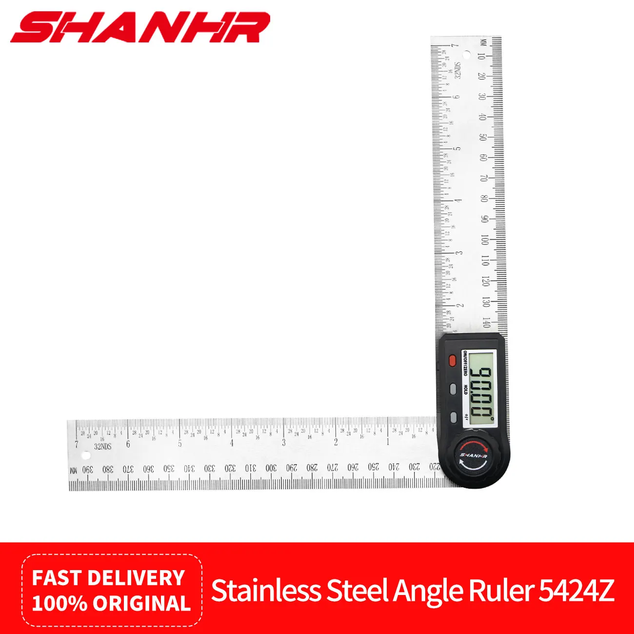 SHANHR 디지털 각도 측정기 프로트랙터 LCD 디스플레이 포함, 2-in-1..