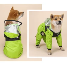 

Dog clothes red green pet jumpsuit all seasons universal raincoat transparent PU waterproof clothes dog accessories