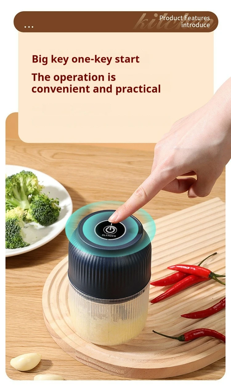 Description Picture 3 of itemElectric Garlic Chopper Vegetable Chopper Meat Grinder Kitchen Kids Aid Mixer Food Processor Kitchen Tools 150ml/300ml/400ml