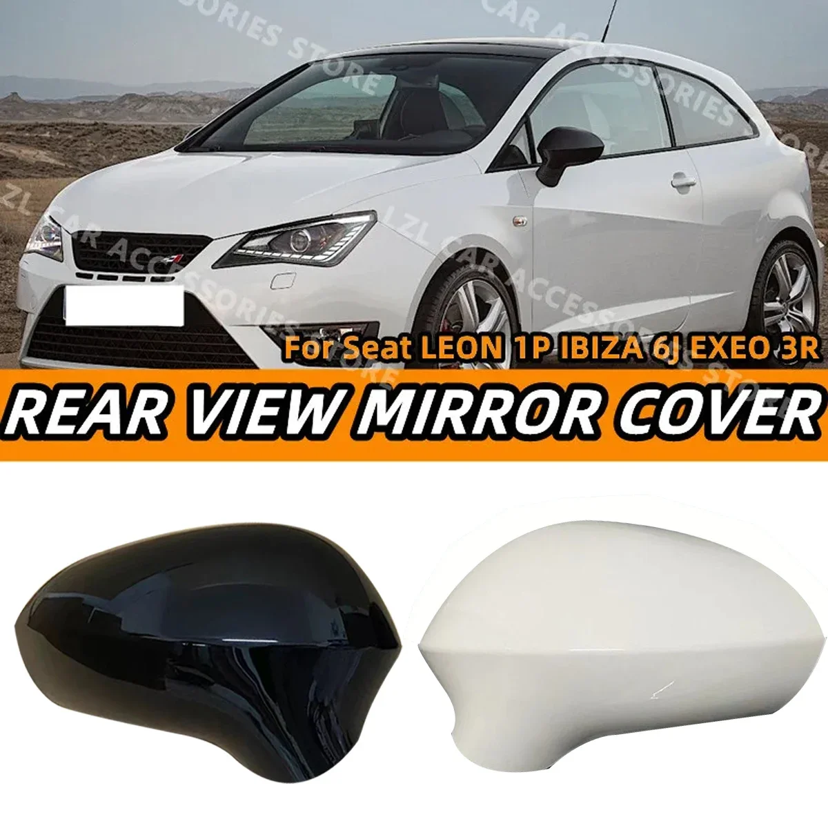 

Pair Replacement Rearview Side Mirror Covers Cap For Seat Leon MK2 1P Ibiza MK4 6J Exeo 3R 2008-2017 Car Accessories Black/White