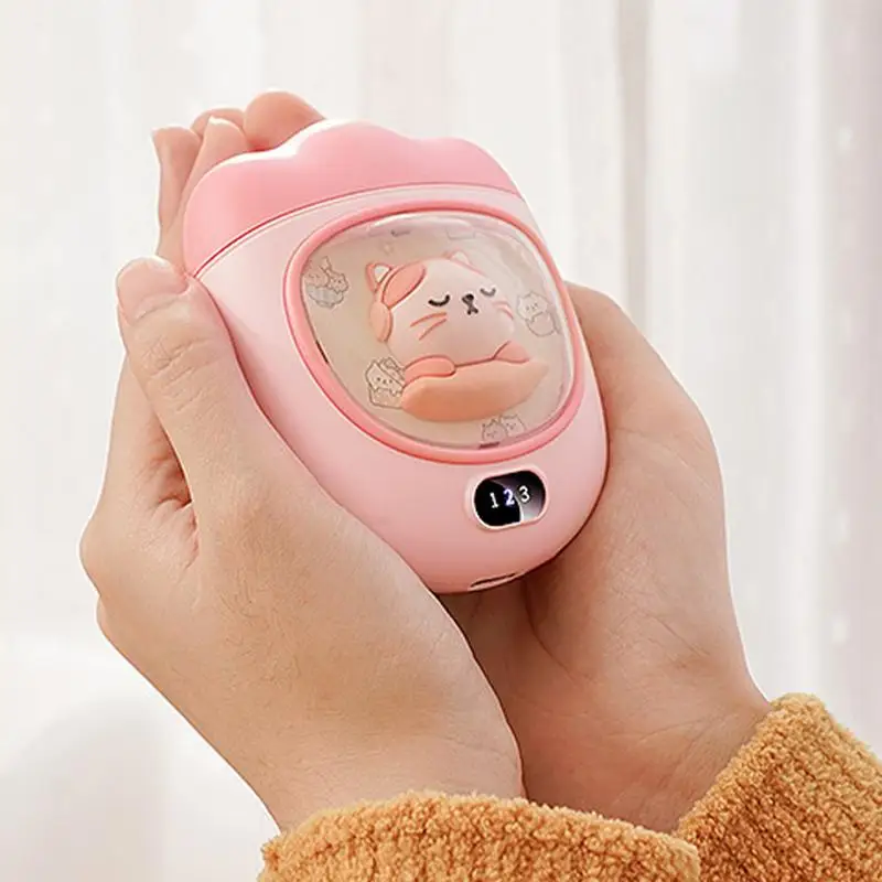 

Грелки для рук, перезаряжаемый карманный обогреватель с мультяшным космическим интерьером на батарейках, карманный обогреватель для рук с цифровым дисплеем