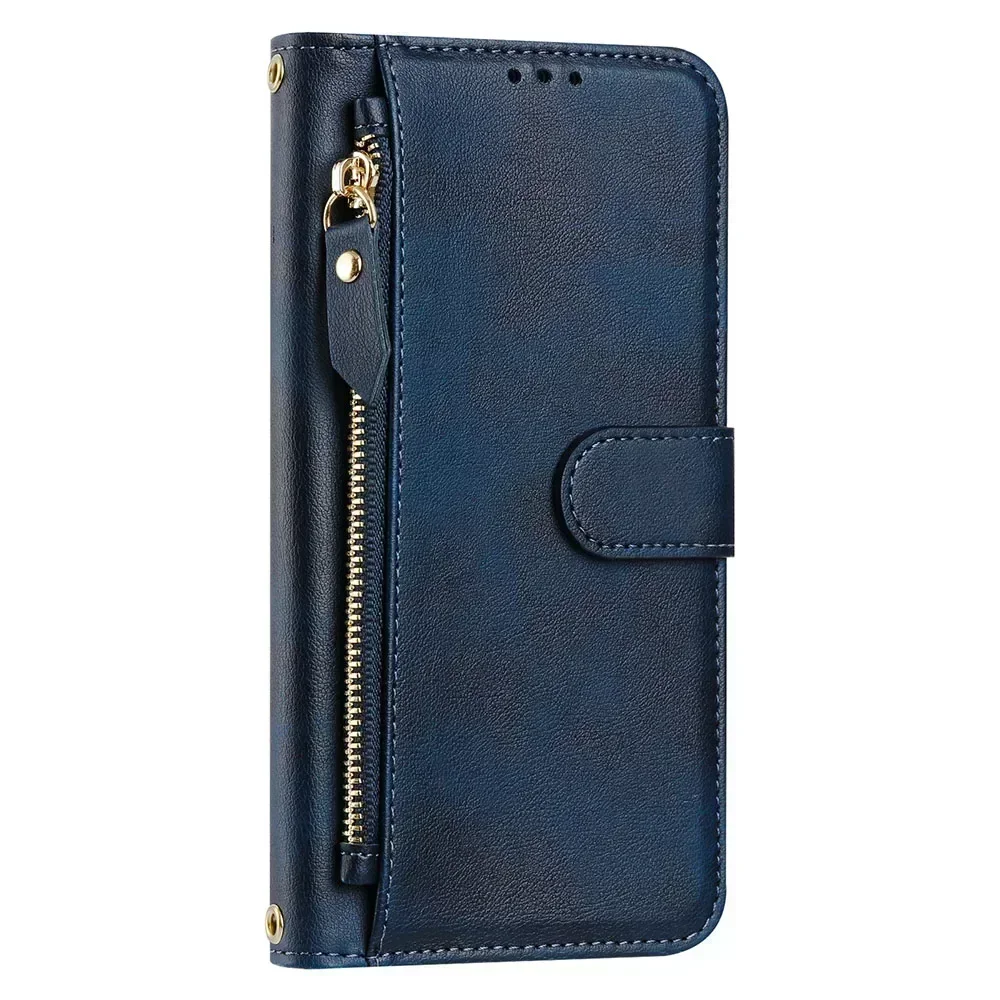 Zipper Multi Card Slots Wallet Flip Phone Case with Lanyard