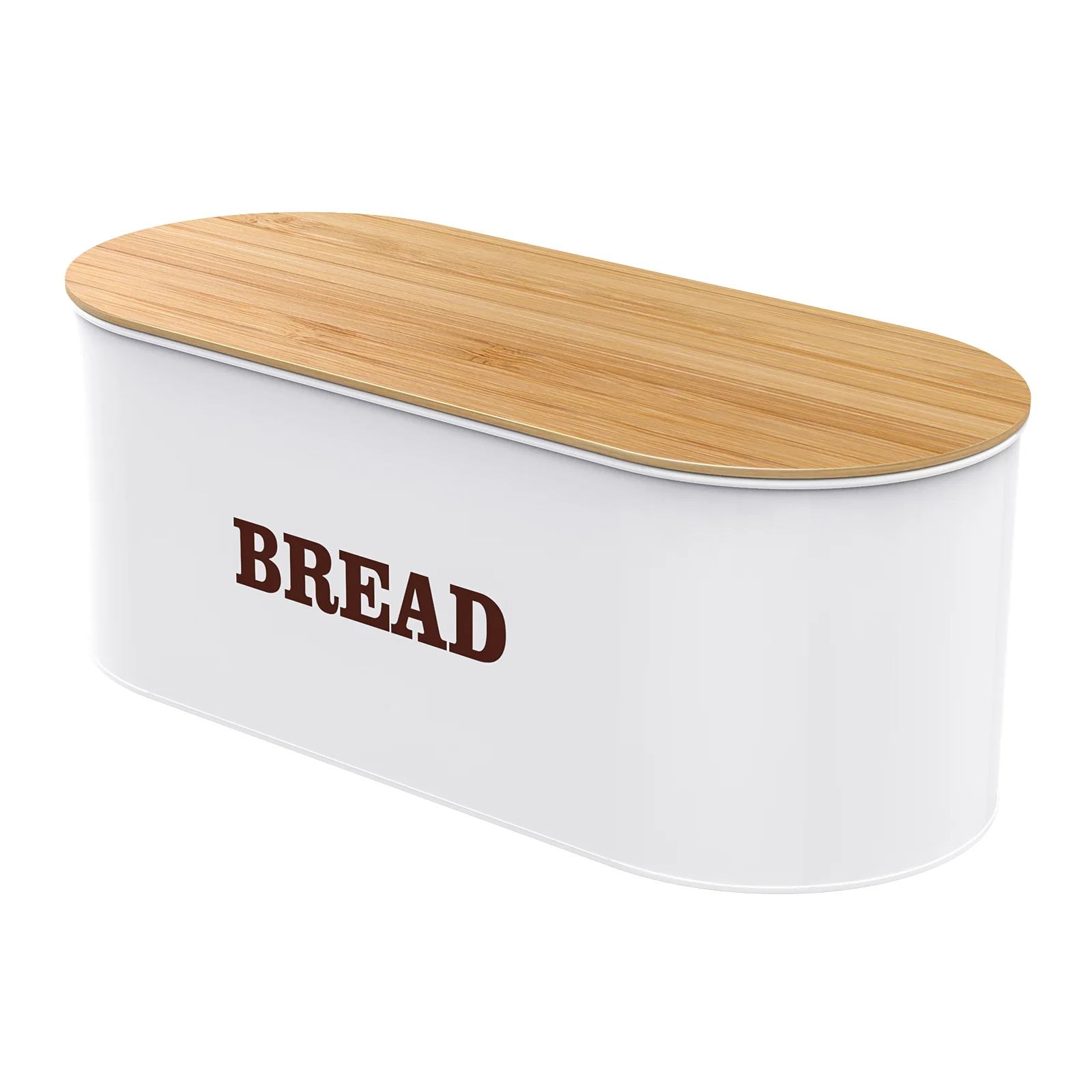 

Cabilock Bread Storage Holder for Kitchen Countertop Metal Bread Box Organizer with Bamboo Lid (White) Breadbasket