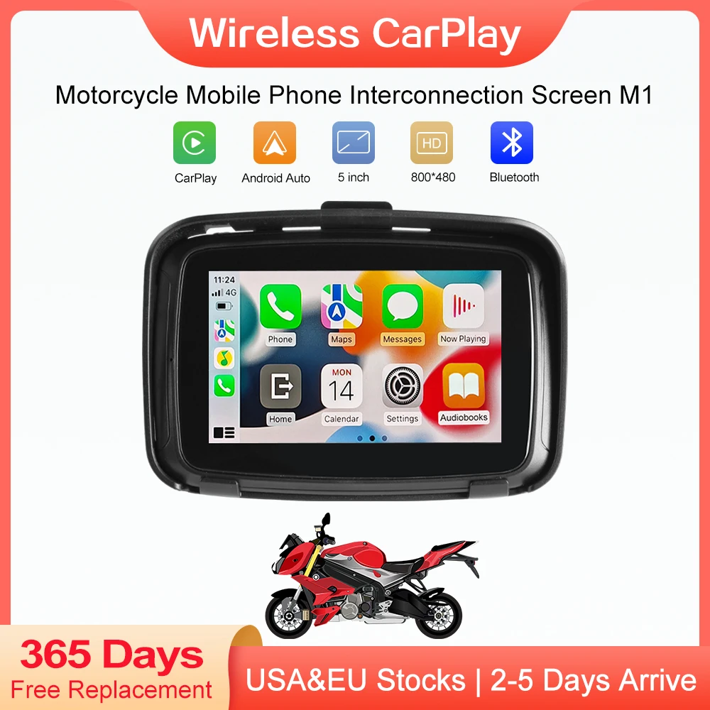 

ROAD TOP Waterproof Outdoor IPSX7 Wireless Android Auto Carplay Screen for Motorcycle Navigation Stereo Bluetooth Monitor
