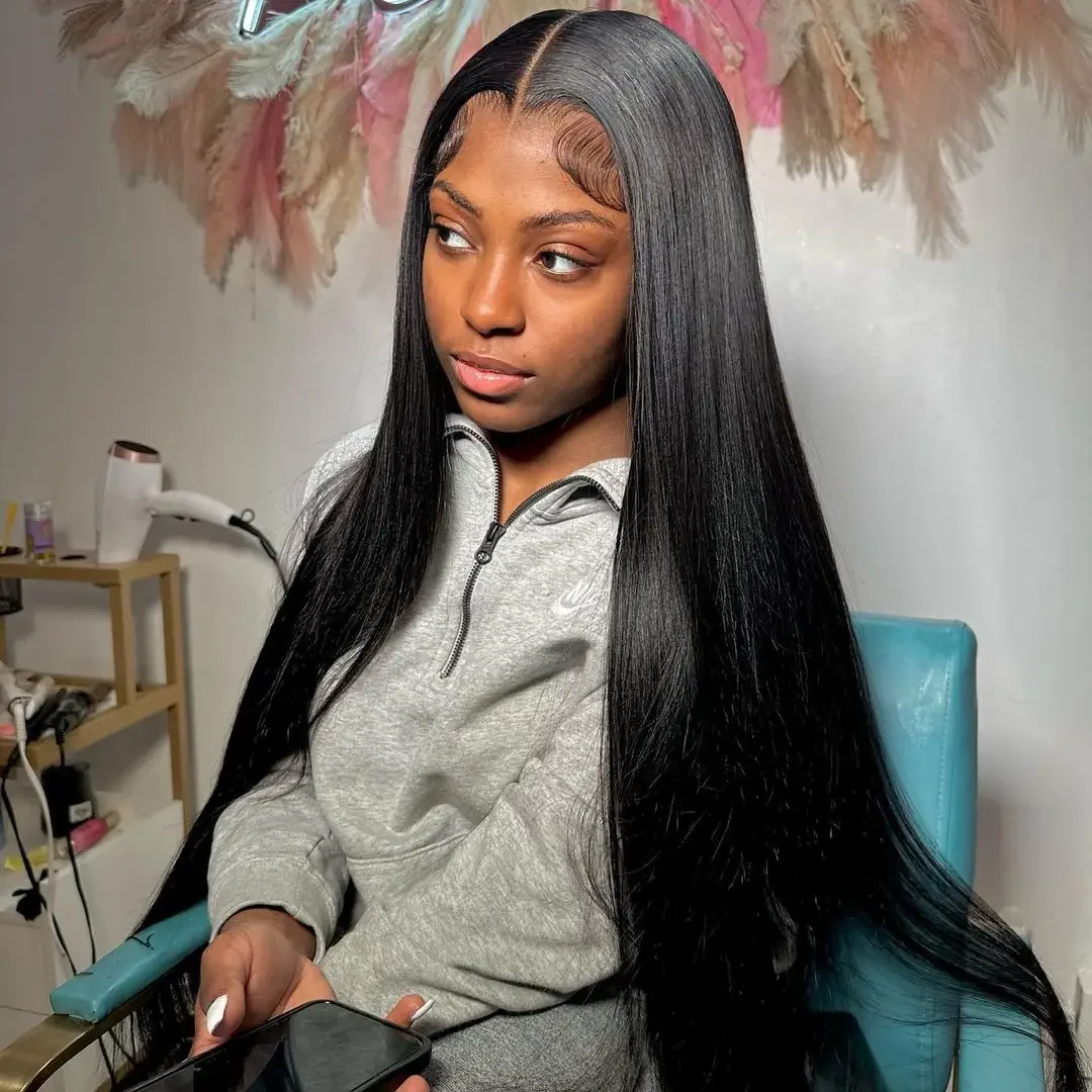 HD Lace Front Perücken 13x6 Glatte Echthaarperücken 250 % Dichte 30 36 Zoll 13x4 360 Full Lace Frontal Echthaarperücken für Frauen – Detail 10