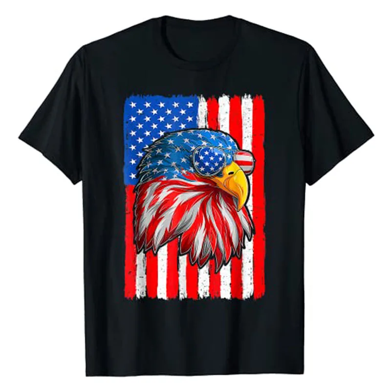 

Patriotic Bald Eagle Shirt 4th of July America Independence T-Shirt Funny Usa American Proud Graphic Tee Top Men's Fashion Gift