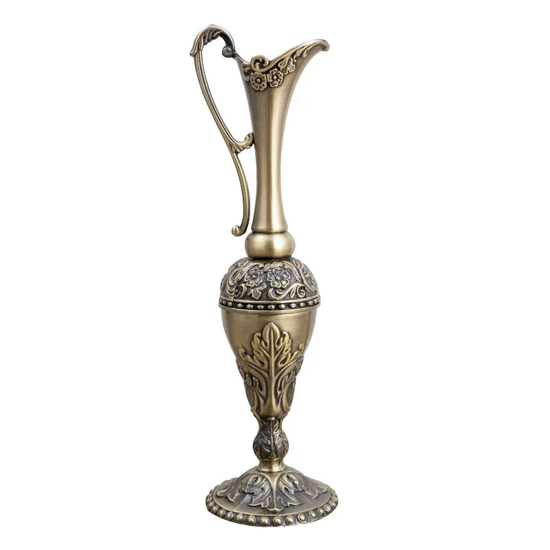 

Relief Retro Metal Vase, Creative European Luxury Decoration, Table Flower Arrangement, Alloy Craft, Home Art Ornament