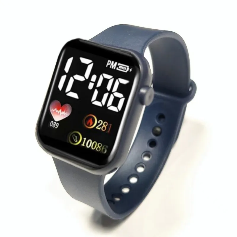 LED Electronic Watch Rainbow Square Waterproof Digital Outdoor Sport Student Couple Watch Universal Digital Display Wristwatches