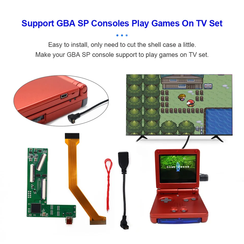 GBA SP HDMI ポート PCB Mod キット、アダプター HDTV コンバータ 
