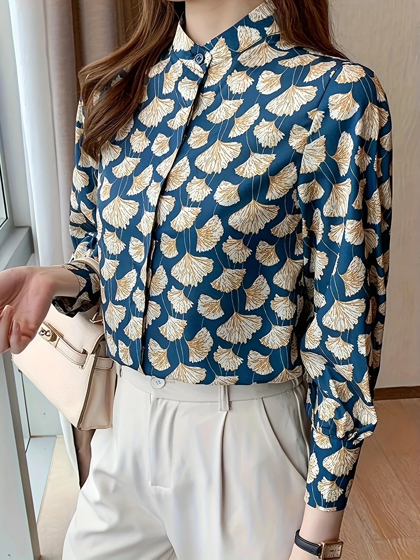 Leaves of Grass, New York Chaleur French lace chiffon blouse