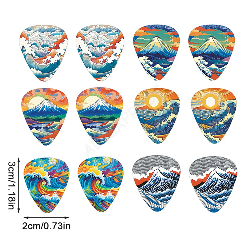10Pcs/set Guitar Picks Premium ABS Material Dual-Sided Printing Shrapnel For Bass Ukulele Musical Instrument Accessories