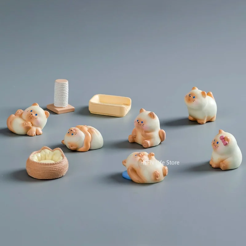 Kawaii Siamese kitten Resin Diy Home Decoration Figurines Dollhouse Moss Terrarium Landscape Accessories Miniatures Room Decor