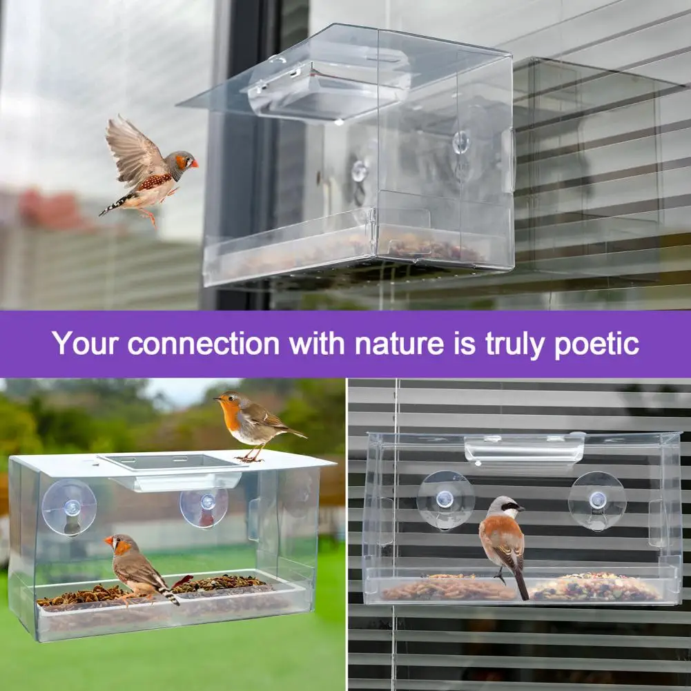 

Hanging Bird Feeder Transparent Window Bird Feeder with Capacity for Indoor Outdoor Use Bird House for Outside Ideal Gardening
