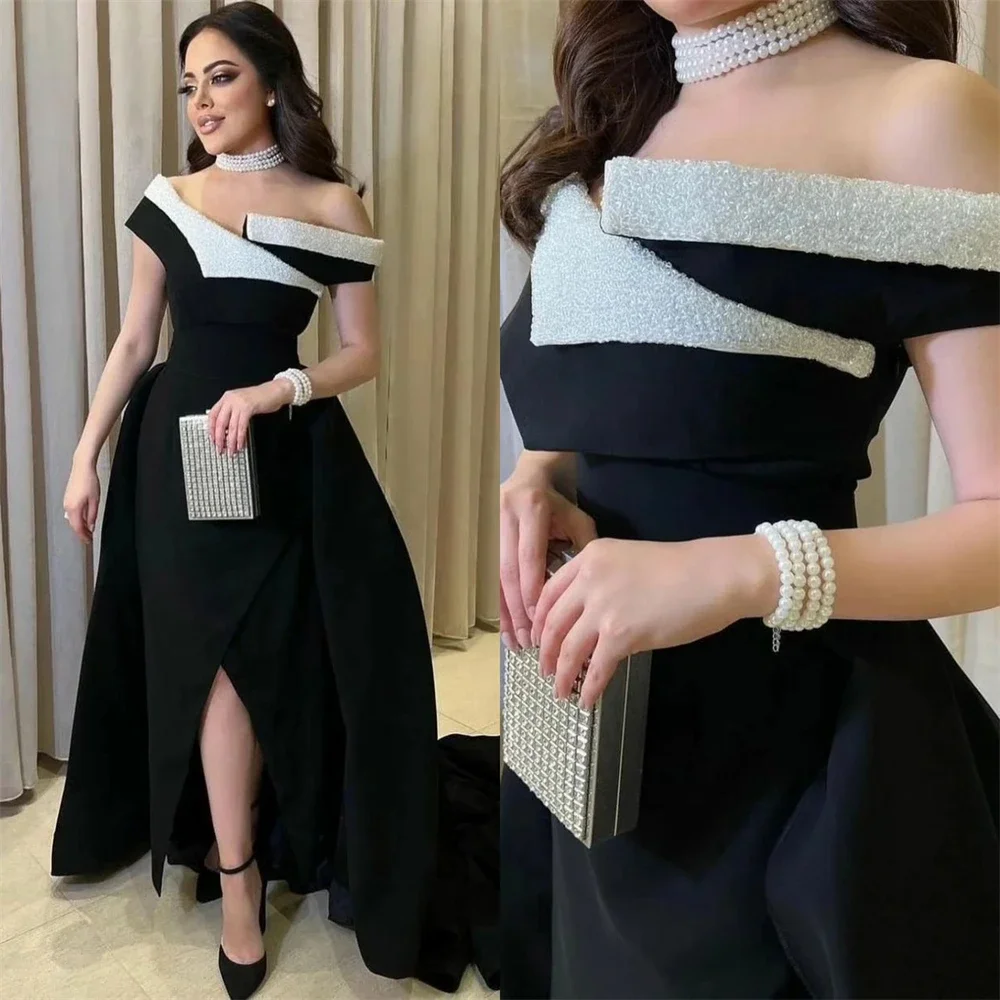 

Prom Dresses Exquisite Off Shoulder Ball Gown Cocktail Sequin Draped Satin Occasion Evening Gown فساتين سهره نسائيه فخمة