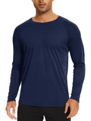 TACVASEN Men's Summer Sun Protection UPF 50+ Quick Dry Long Sleeve Performance T-Shirt - CN M(US S) (Navy)