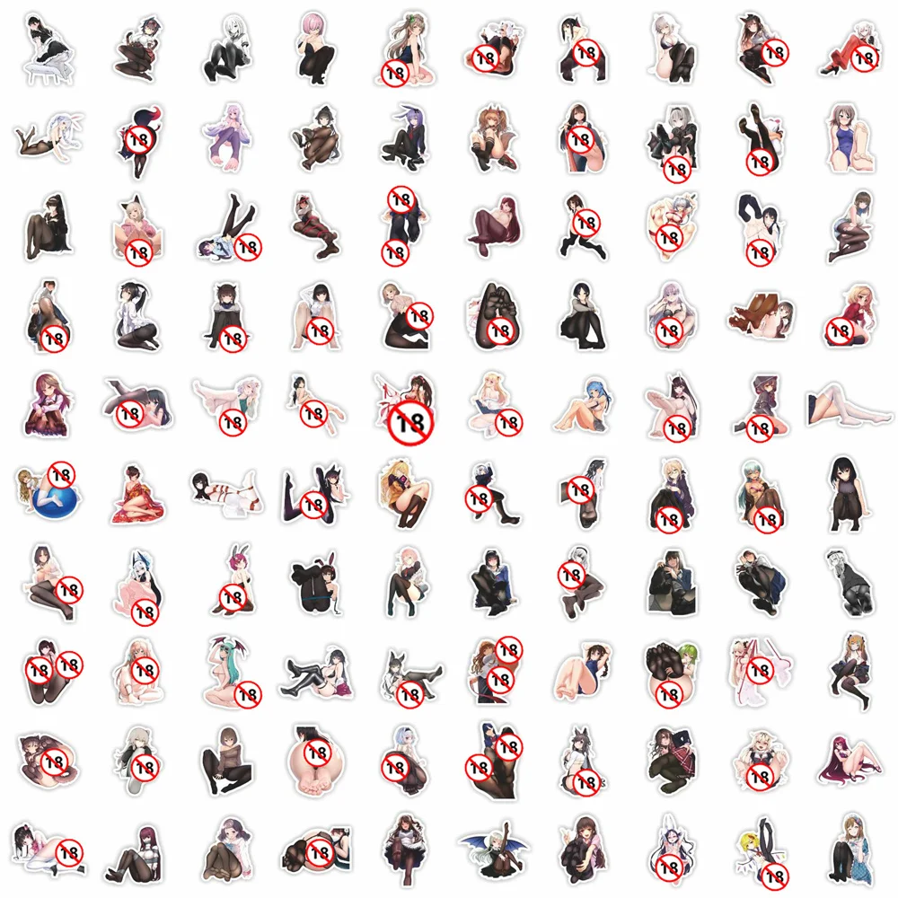 10/30/50/100PCS Hentai Waifu Stickers,Sexy Anime Girl Stickers for Adults, Waterproof Decals for Water Bottles Laptop Skateboard 4