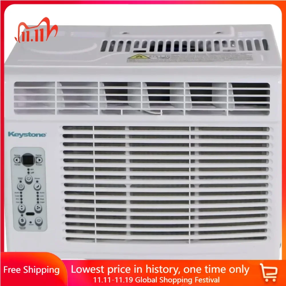 10,000 BTU Window-Mounted Air Conditioner with Follow Me LCD Remote Control, White