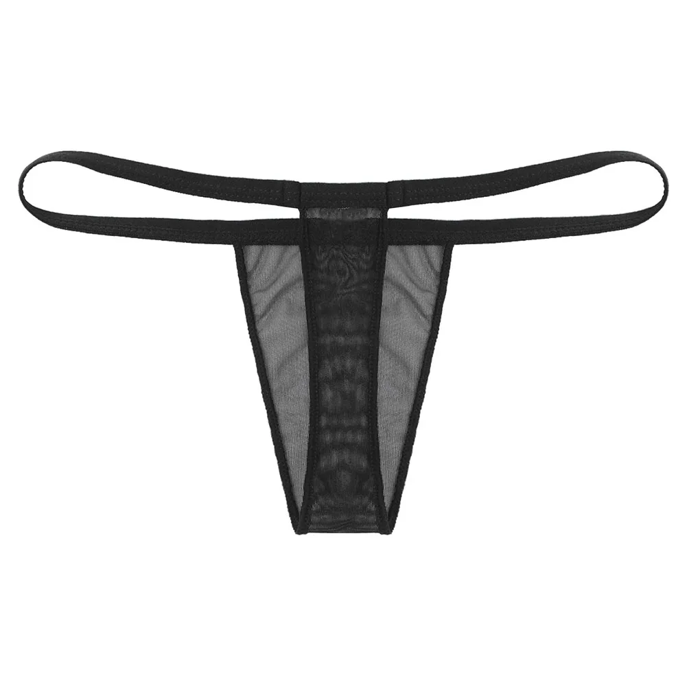 

Sexy Men Ultra Thin Mesh See Through Thong Panties Solid Color Breathable Perspective T Back Underpants Low Waist Elastic Briefs