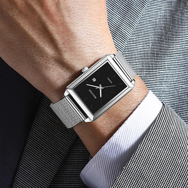 Minimalist Men Fashion Ultra Thin Watches Simple Men Business Stainless Steel Mesh Belt Quartz Watch Leisure Men Watch 4