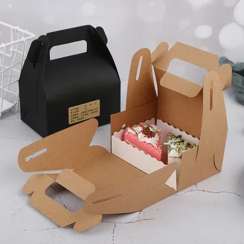 

Paper Kraft Boxes Gift Cake Candy West Point Packaging Paper Cup With Handle Wedding Party Portable Cake Food Baking Box Carton