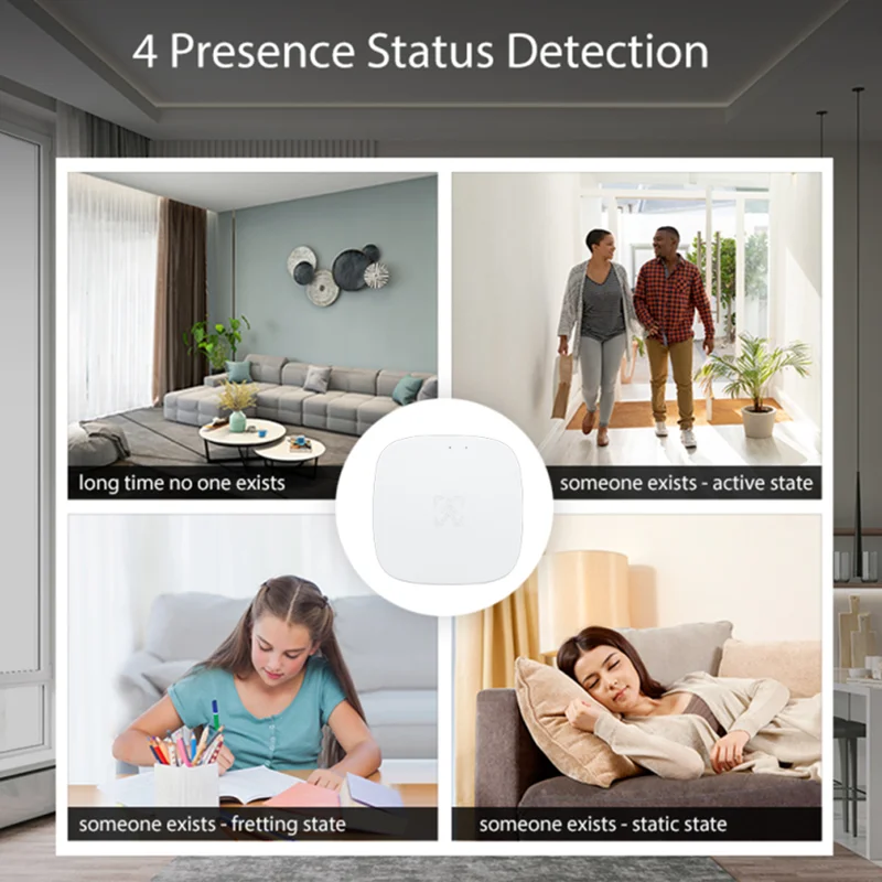 Tuya ZigBee Human Presence Motion Sensor Luminance Breath Detection Body Motion PIR Sensor Breath Detection Google Home Alexa