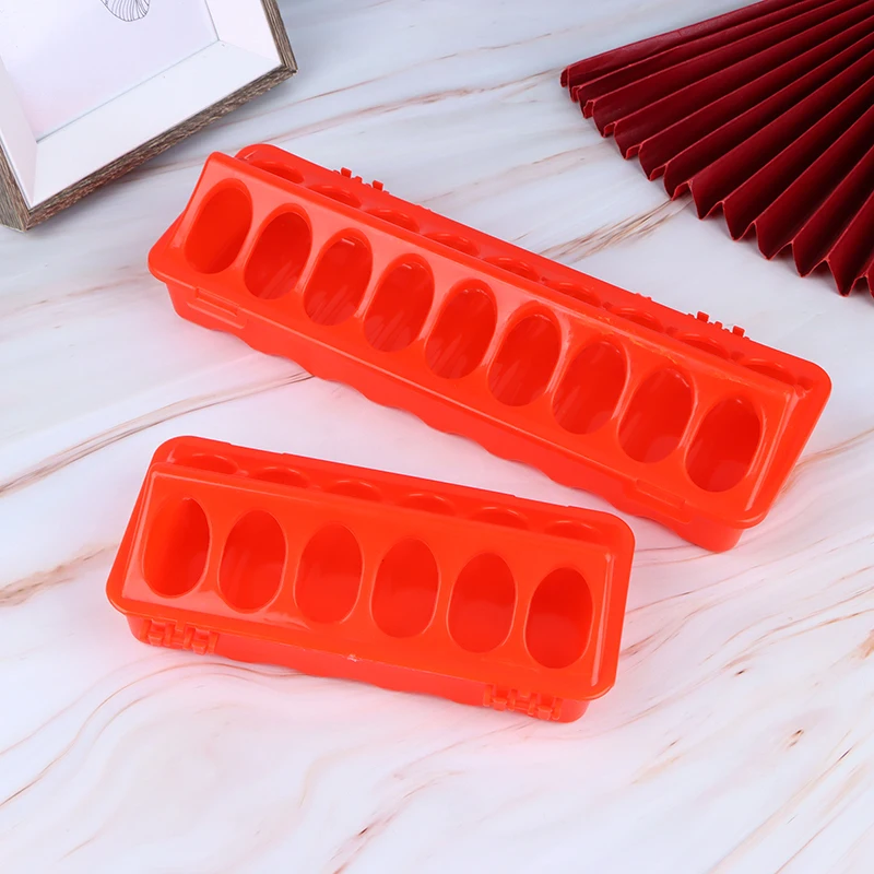 1Pc Double Row 12/18 Holes Poultry Ground Feeder Plastic Clamshell Feeding Chicken Groove Farm Breeding Supplies