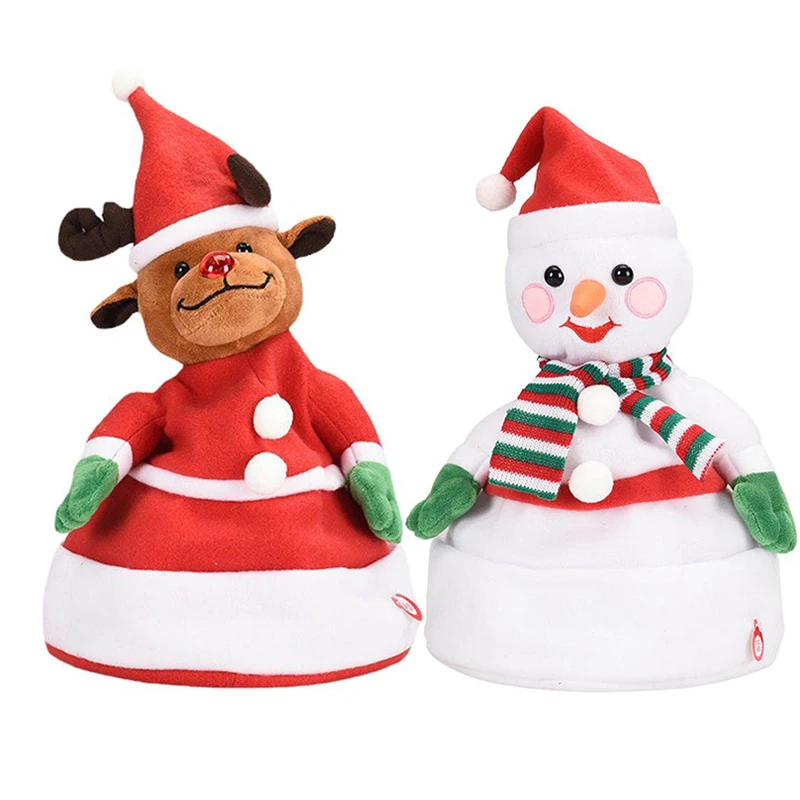 

Kids Adult Unisex Plush Toys Santa Dancing Waving and Singing Christmas Snowman Reindeer Hat