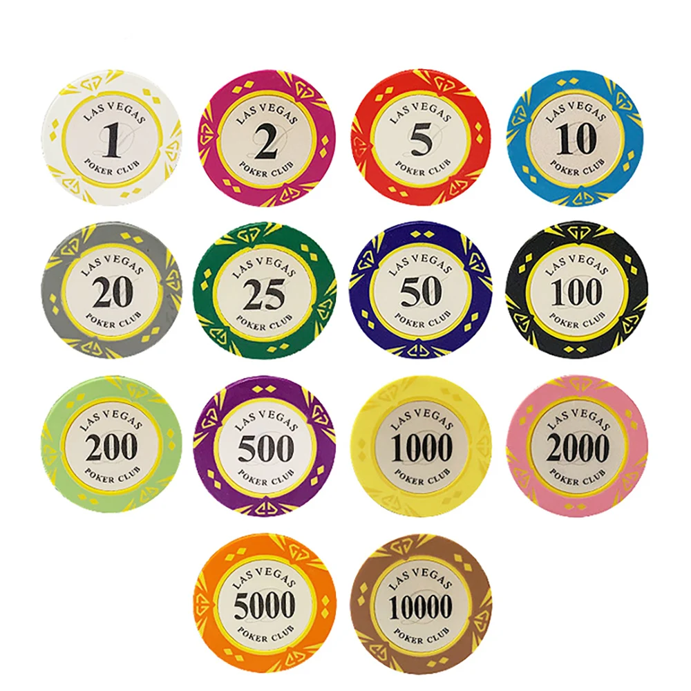 20PCSVegasPokerChipsCasinoBaccaratDiamondPokersDesignClay