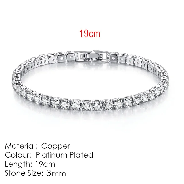 Silver Zircon Tennis Bracelet with Dazzling Crystals for Women and Men – Elegant Punk Fashion Jewelry Gift