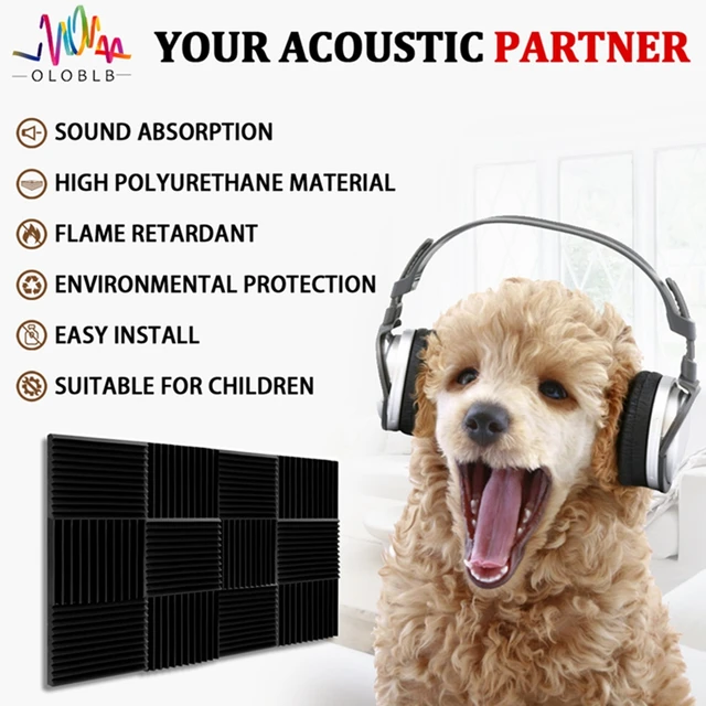 Studio Acoustic Treatment Panel 6/12/24 Pcs Noise Protective Foam Soundproofing Pad Wall Sound-Absorbing Insulation Board Home 2